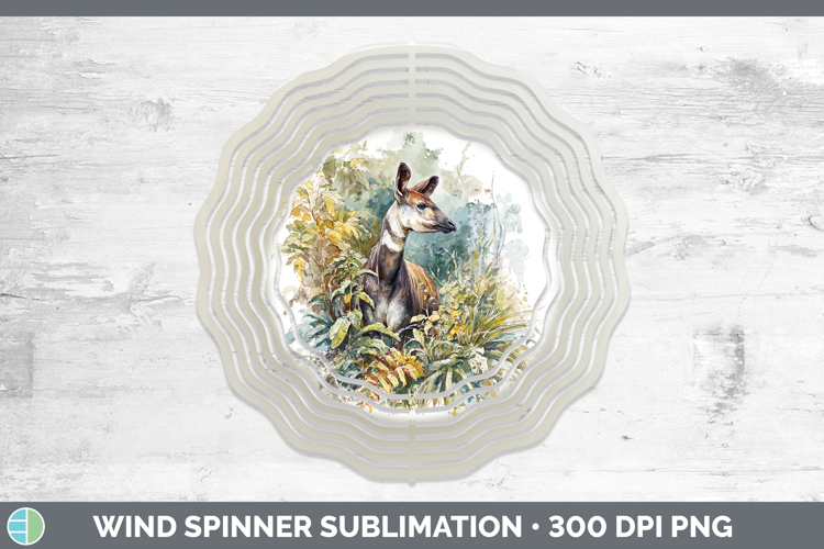 Okapi Safari Sketch Wind Spinner Sublimation Design