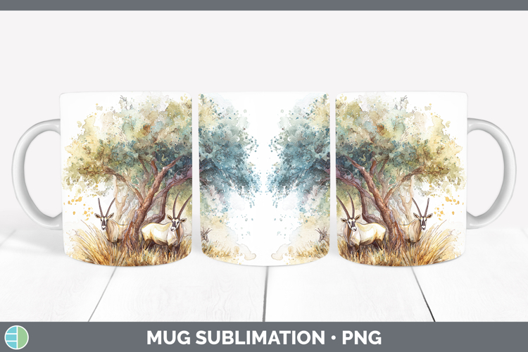 Oryx Safari Sketch Mug Wrap Sublimation Design