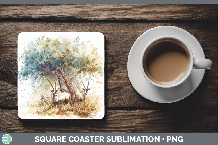 Oryx Safari Sketch Square Coaster Sublimation Design