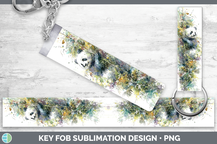 Panda Bear Safari Sketch Key Fob Sublimation Design