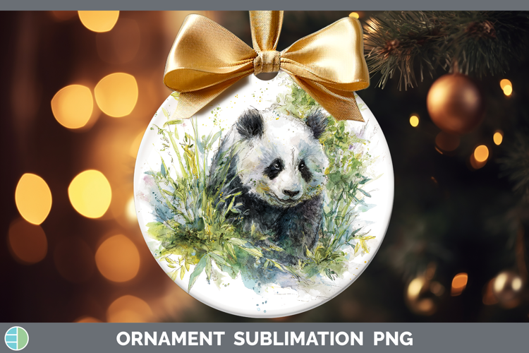 Panda Bear Safari Sketch Ornament Sublimation Design