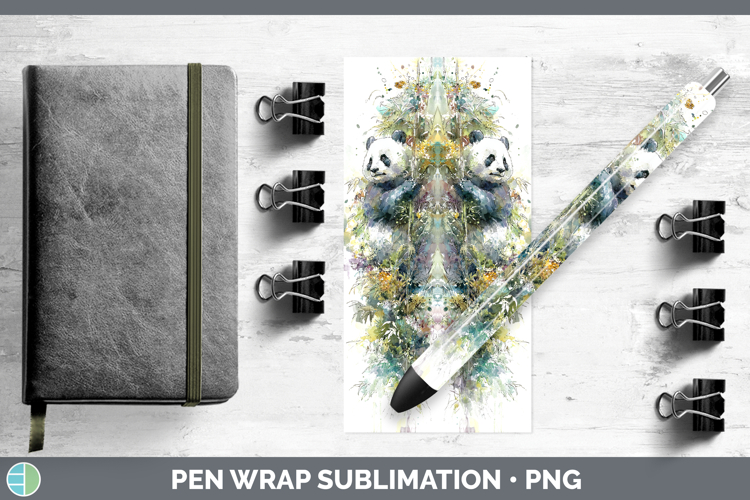 Panda Bear Safari Sketch Pen Wrap Sublimation Design