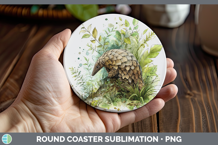 Pangolin Safari Sketch Round Coaster Sublimation Design