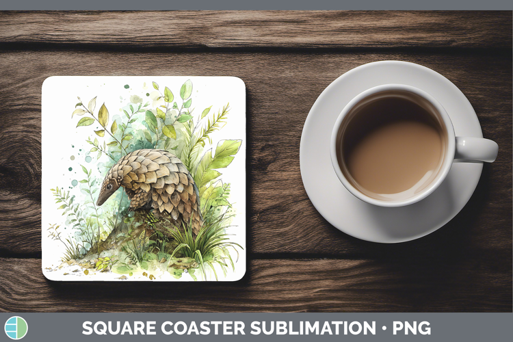 Pangolin Safari Sketch Square Coaster Sublimation Design