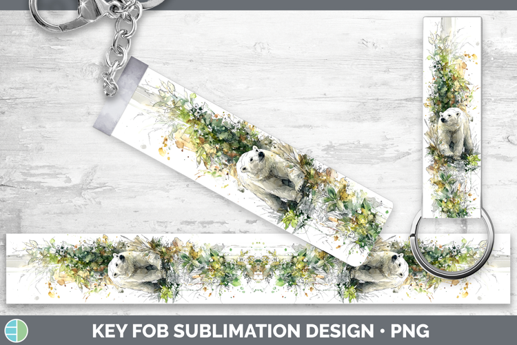 Polar Bear Safari Sketch Key Fob Sublimation Design