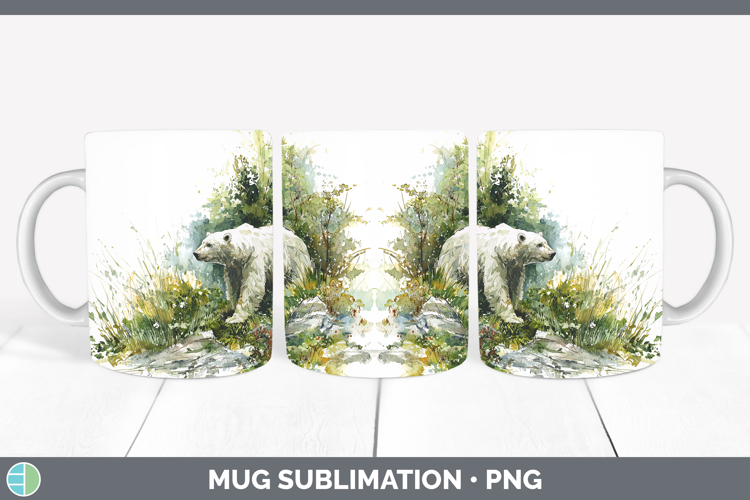 Polar Bear Safari Sketch Mug Wrap Sublimation Design