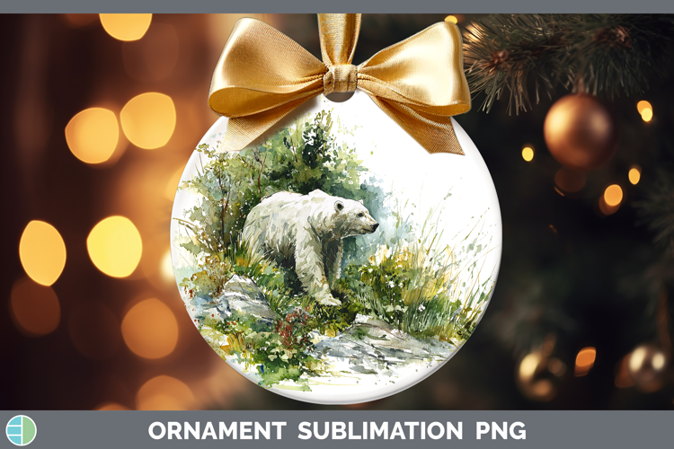 Polar Bear Safari Sketch Ornament Sublimation Design