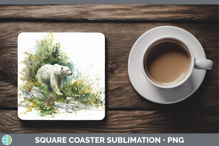 Polar Bear Safari Sketch Square Coaster Sublimation Design