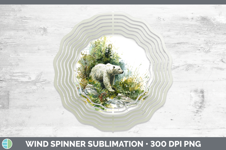 Polar Bear Safari Sketch Wind Spinner Sublimation Design