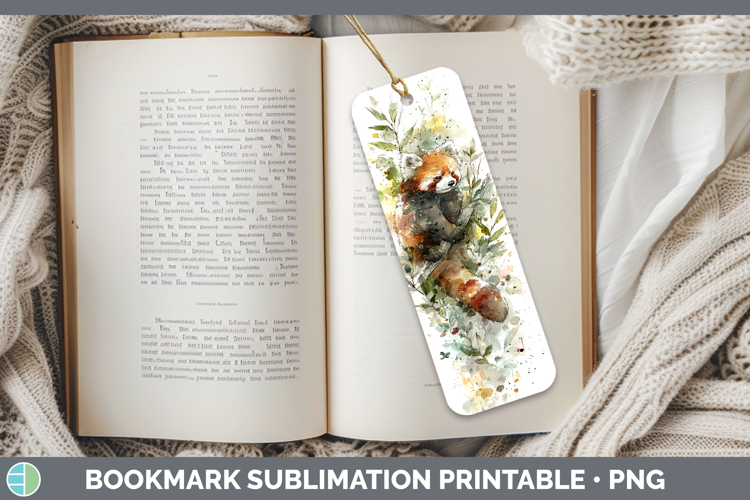 Red Panda Safari Sketch Bookmark Sublimation Design