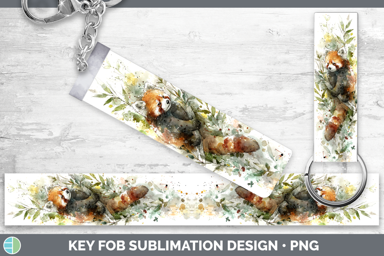 Red Panda Safari Sketch Key Fob Sublimation Design