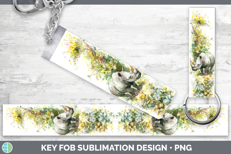 Rhino Safari Sketch Key Fob Sublimation Design