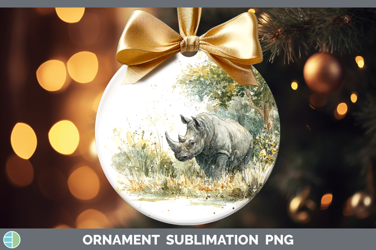 Rhino Safari Sketch Ornament Sublimation Design
