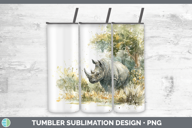 Rhino Safari Sketch Tumbler Sublimation Design