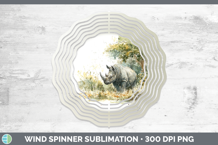 Rhino Safari Sketch Wind Spinner Sublimation Design