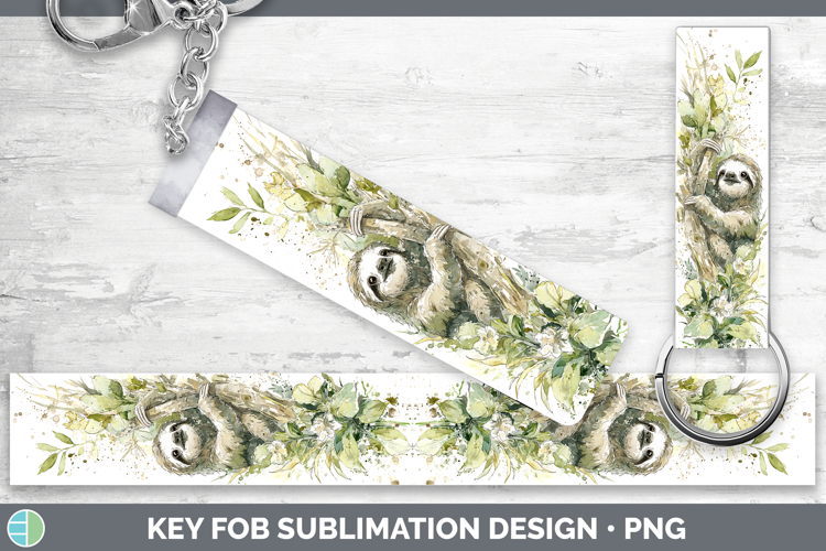 Sloth Safari Sketch Key Fob Sublimation Design