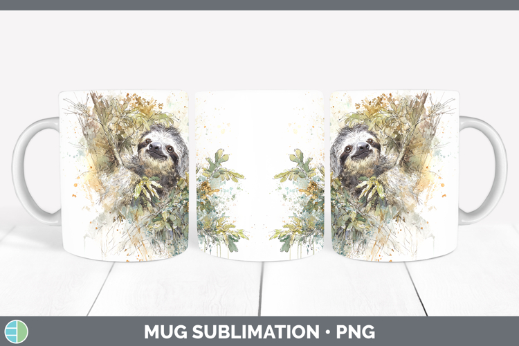 Sloth Safari Sketch Mug Wrap Sublimation Design
