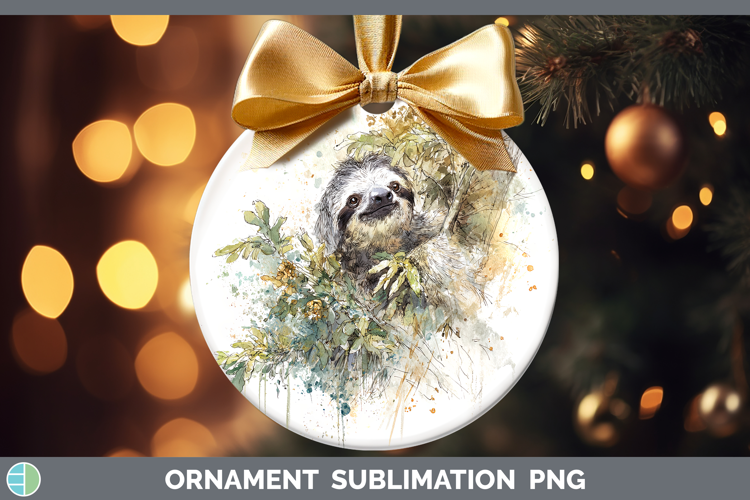 Sloth Safari Sketch Ornament Sublimation Design