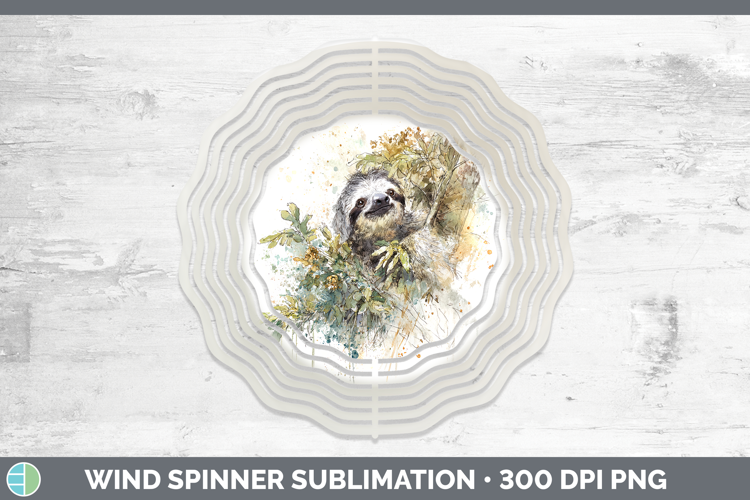 Sloth Safari Sketch Wind Spinner Sublimation Design