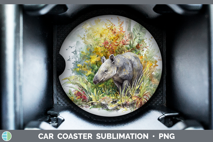Tapir Safari Sketch Car Coaster Sublimation Design