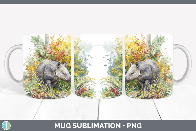 Tapir Safari Sketch Mug Wrap Sublimation Design