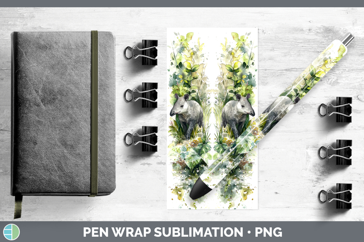 Tapir Safari Sketch Pen Wrap Sublimation Design