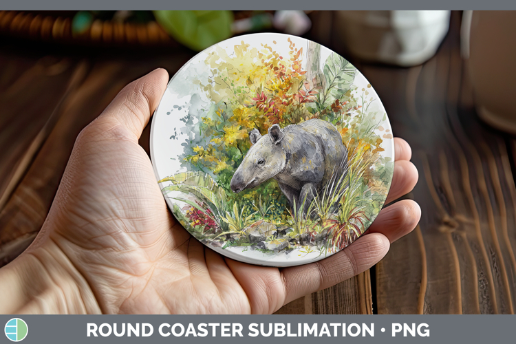 Tapir Safari Sketch Round Coaster Sublimation Design