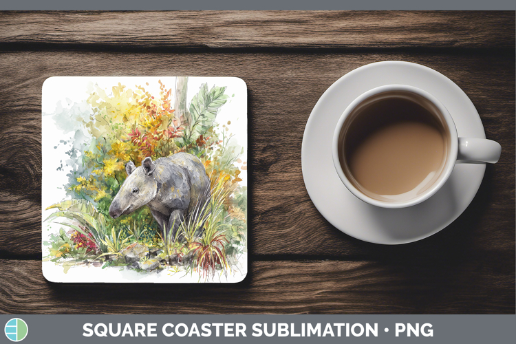 Tapir Safari Sketch Square Coaster Sublimation Design