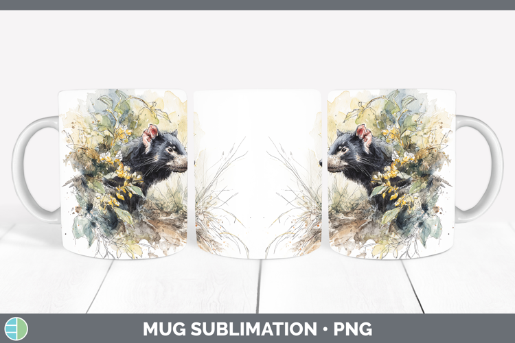 Tasmanian Devil Safari Sketch Mug Wrap Sublimation Design