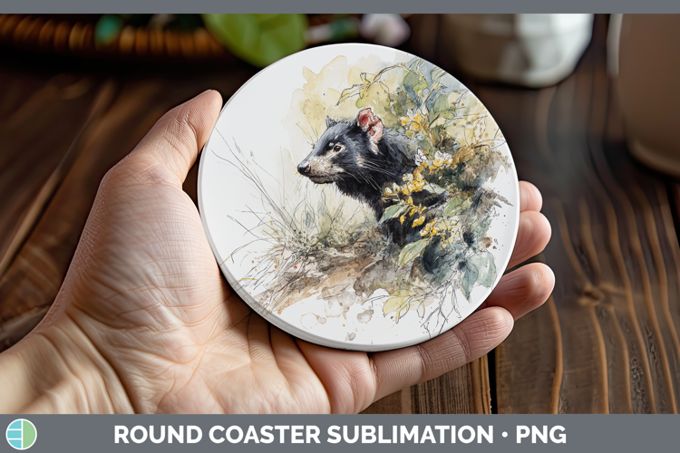 Tasmanian Devil Safari Sketch Round Coaster Sublimation Desi