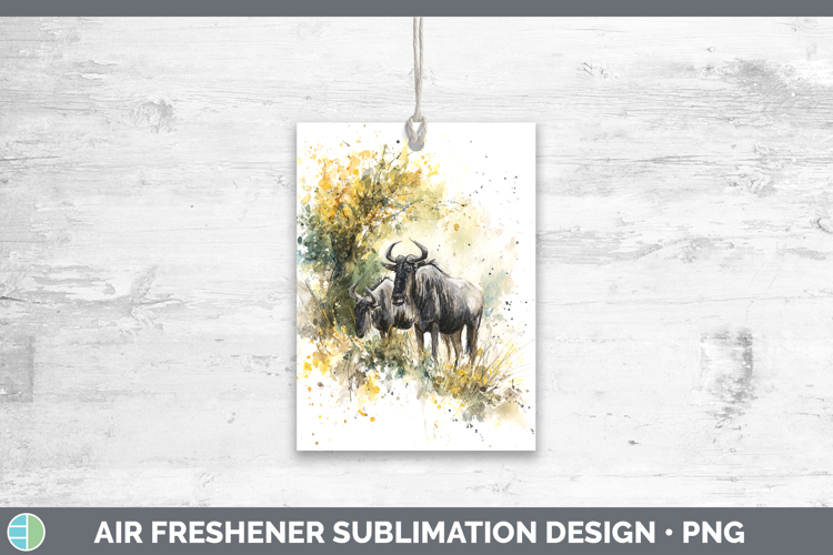 Wildebeest Safari Sketch Air Freshener Sublimation Design