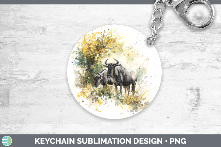 Wildebeest Safari Sketch Keychain Sublimation Design