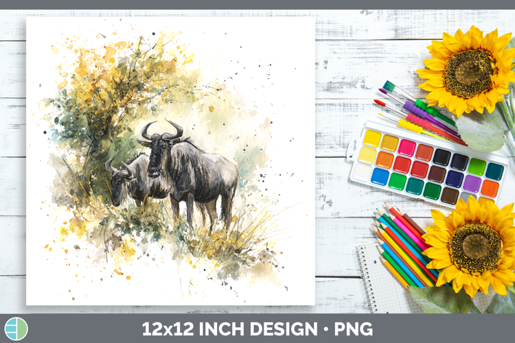 Wildebeest Safari Sketch Paper Backgrounds Design
