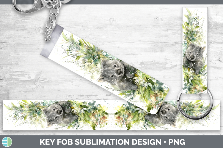Wombat Safari Sketch Key Fob Sublimation Design