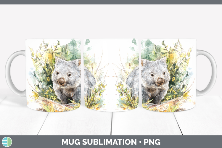 Wombat Safari Sketch Mug Wrap Sublimation Design