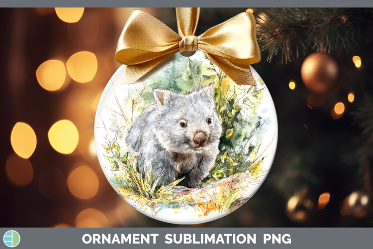Wombat Safari Sketch Ornament Sublimation Design