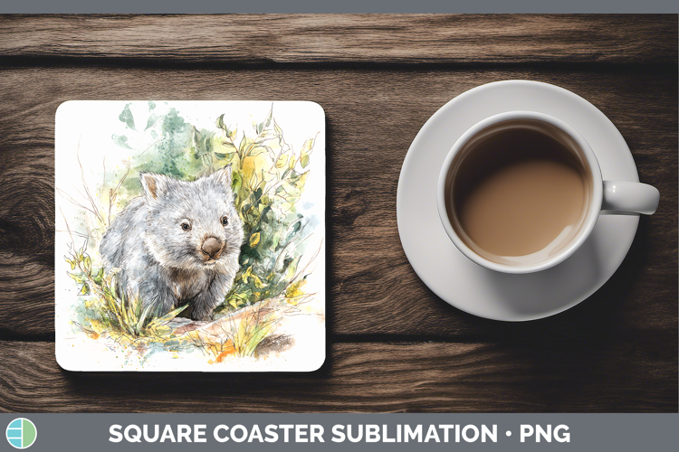 Wombat Safari Sketch Square Coaster Sublimation Design