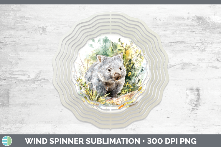Wombat Safari Sketch Wind Spinner Sublimation Design