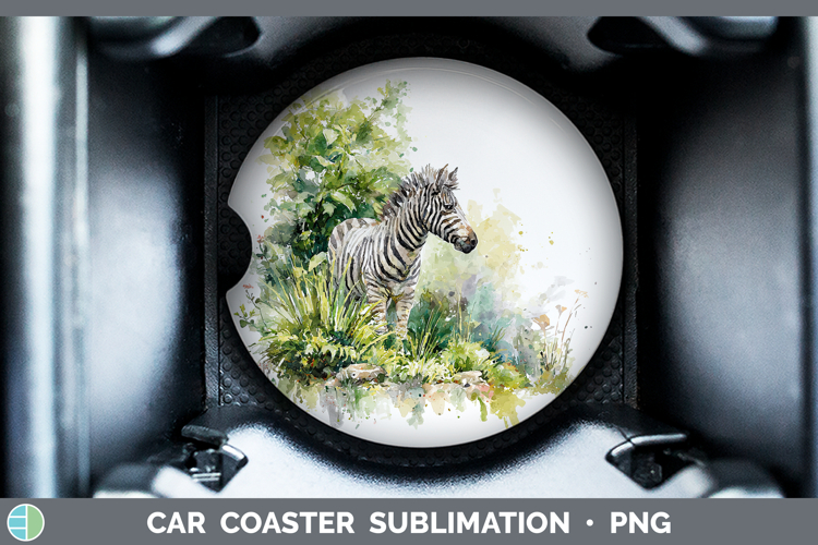 Zebra Safari Sketch Car Coaster Sublimation Design