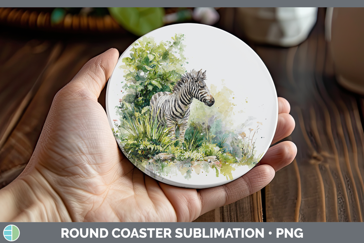 Zebra Safari Sketch Round Coaster Sublimation Design
