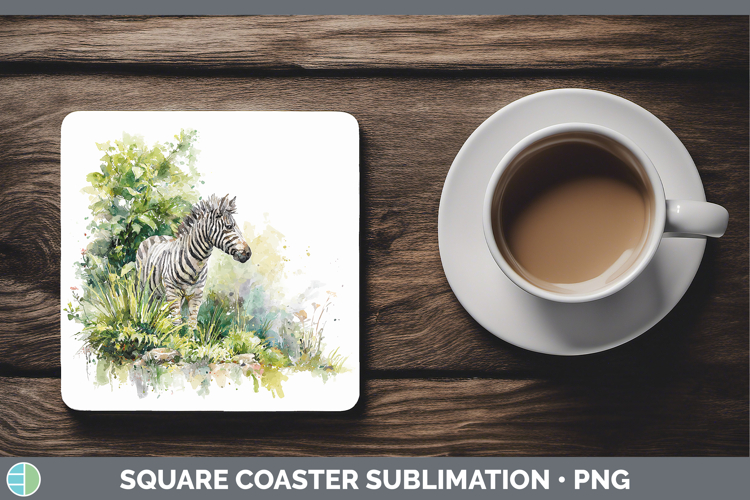 Zebra Safari Sketch Square Coaster Sublimation Design