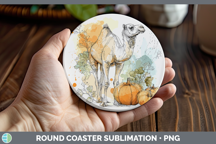 Safari Splash Halloween Camel Round Coaster Sublimation Coas