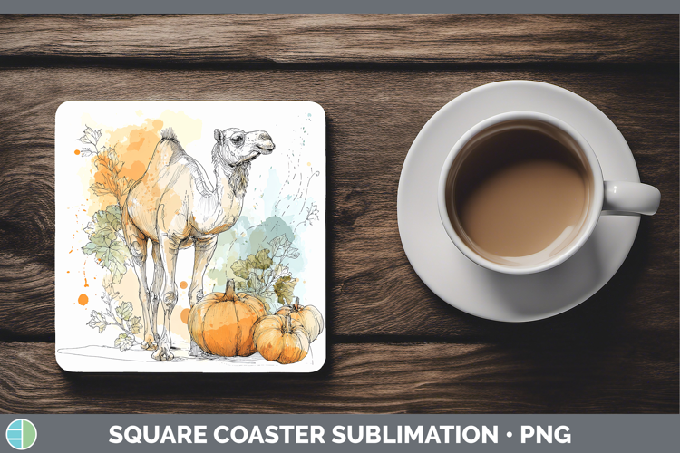 Safari Splash Halloween Camel Square Coaster Sublimation Coa