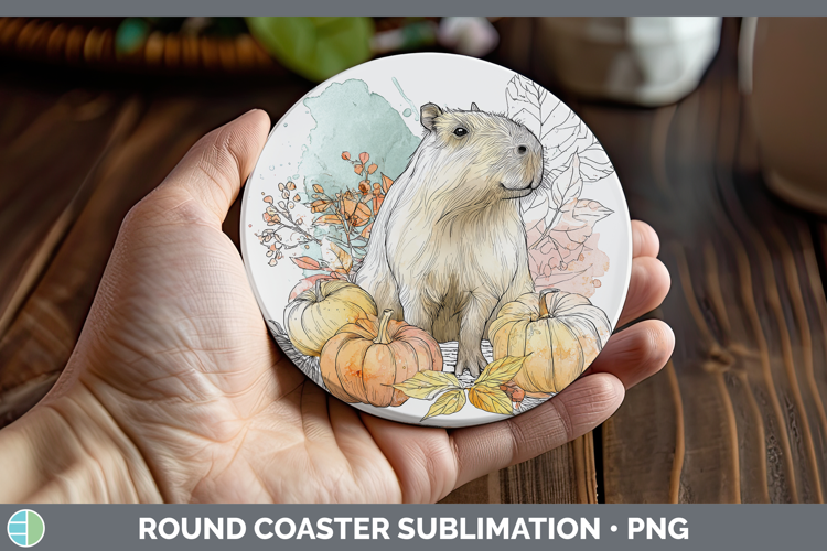Safari Splash Halloween Capybara Round Coaster Sublimation C