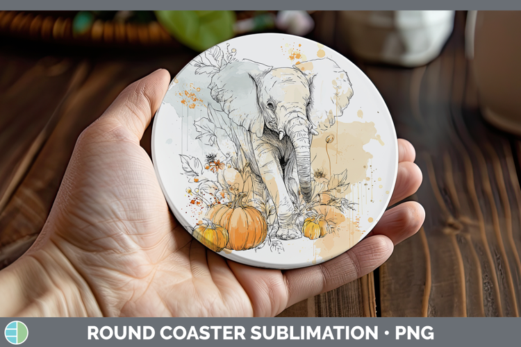 Safari Splash Halloween Elephant Round Coaster Sublimation C