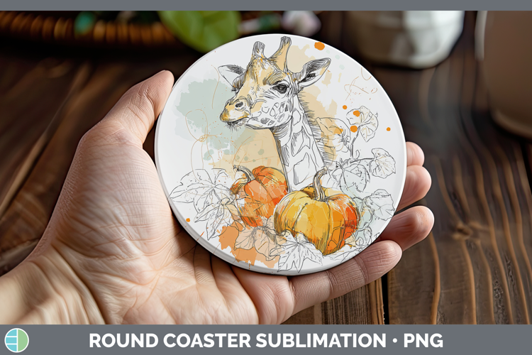 Safari Splash Halloween Giraffe Round Coaster Sublimation Co