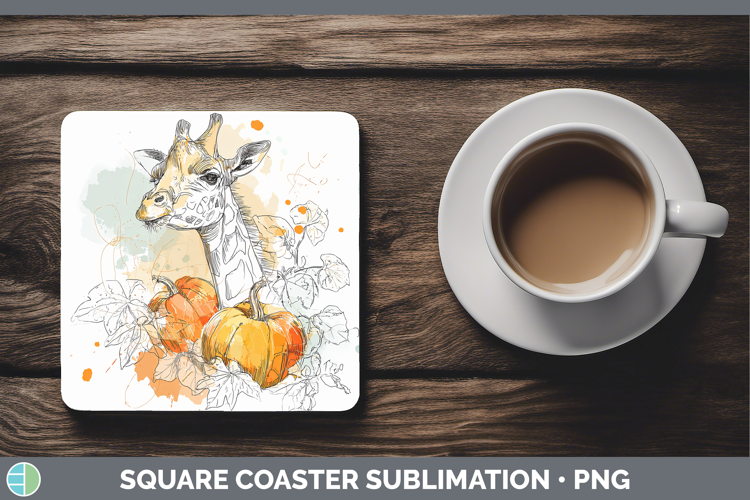 Safari Splash Halloween Giraffe Square Coaster Sublimation C