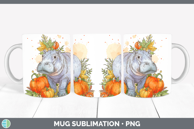 Safari Splash Halloween Hippo Mug Wrap Sublimation Coffee Cu