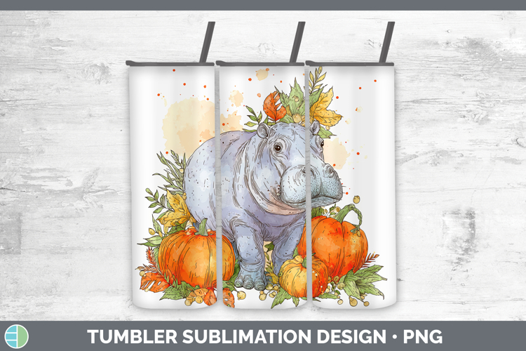 Safari Splash Halloween Hippo Tumbler Sublimation 20 oz Skin