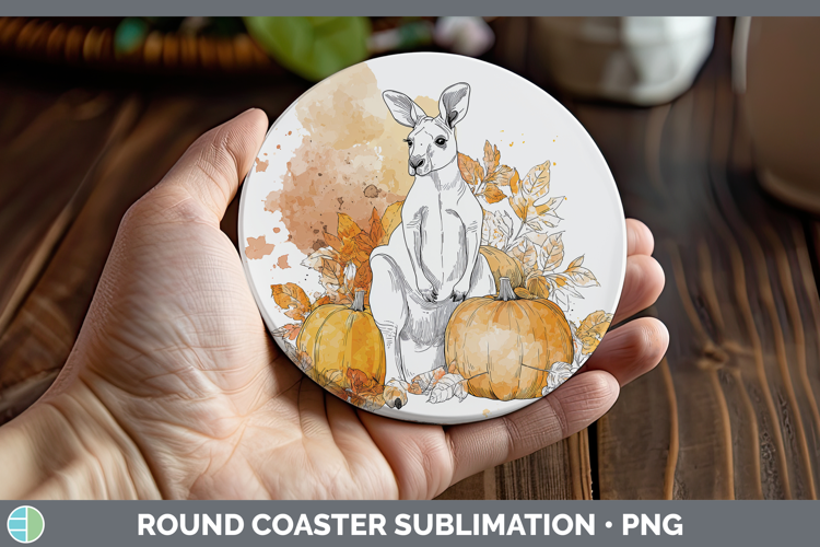 Safari Splash Halloween Kangaroo Round Coaster Sublimation C